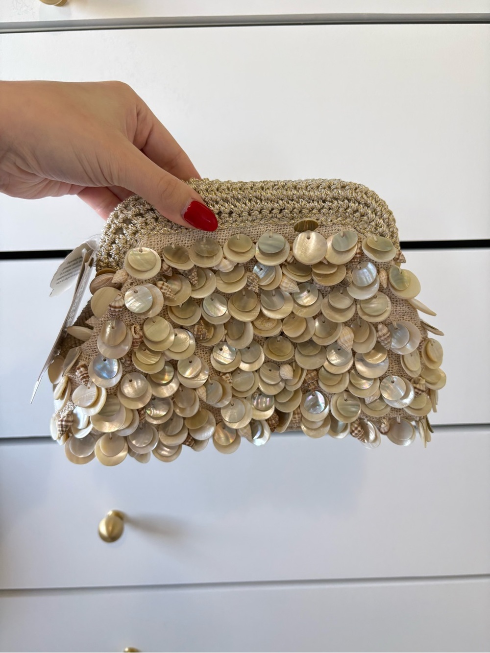 Seashell beaded clutch bag